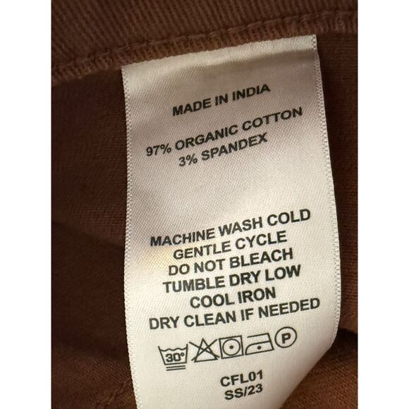 QUINCE Rust Organic Stretch Cotton Twill Wide Leg Cropped Pants size 30 - Picture 4 of 13